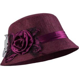 Women Bow Bucket Hats Purple